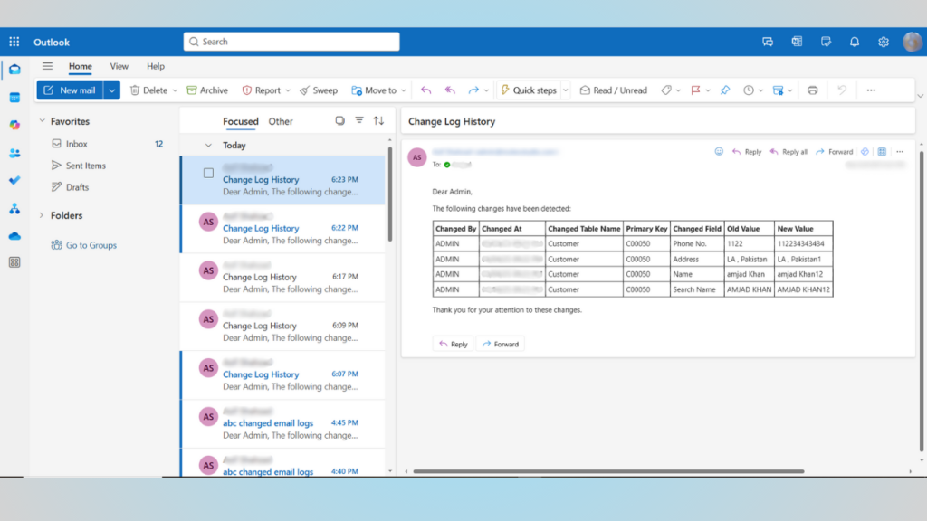 Change Log Email Notification Template Sample