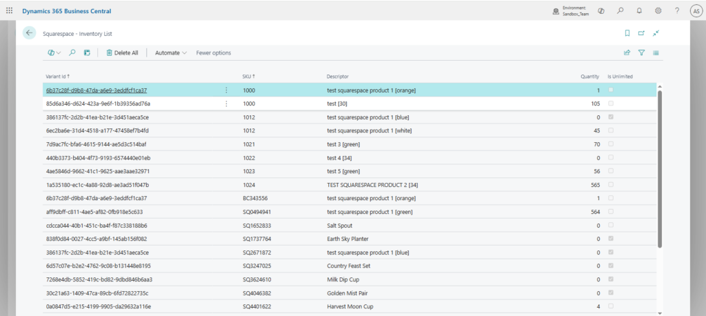 Squarespace inventory sync, Business Central stock management, Dynamics 365 integration add-on
