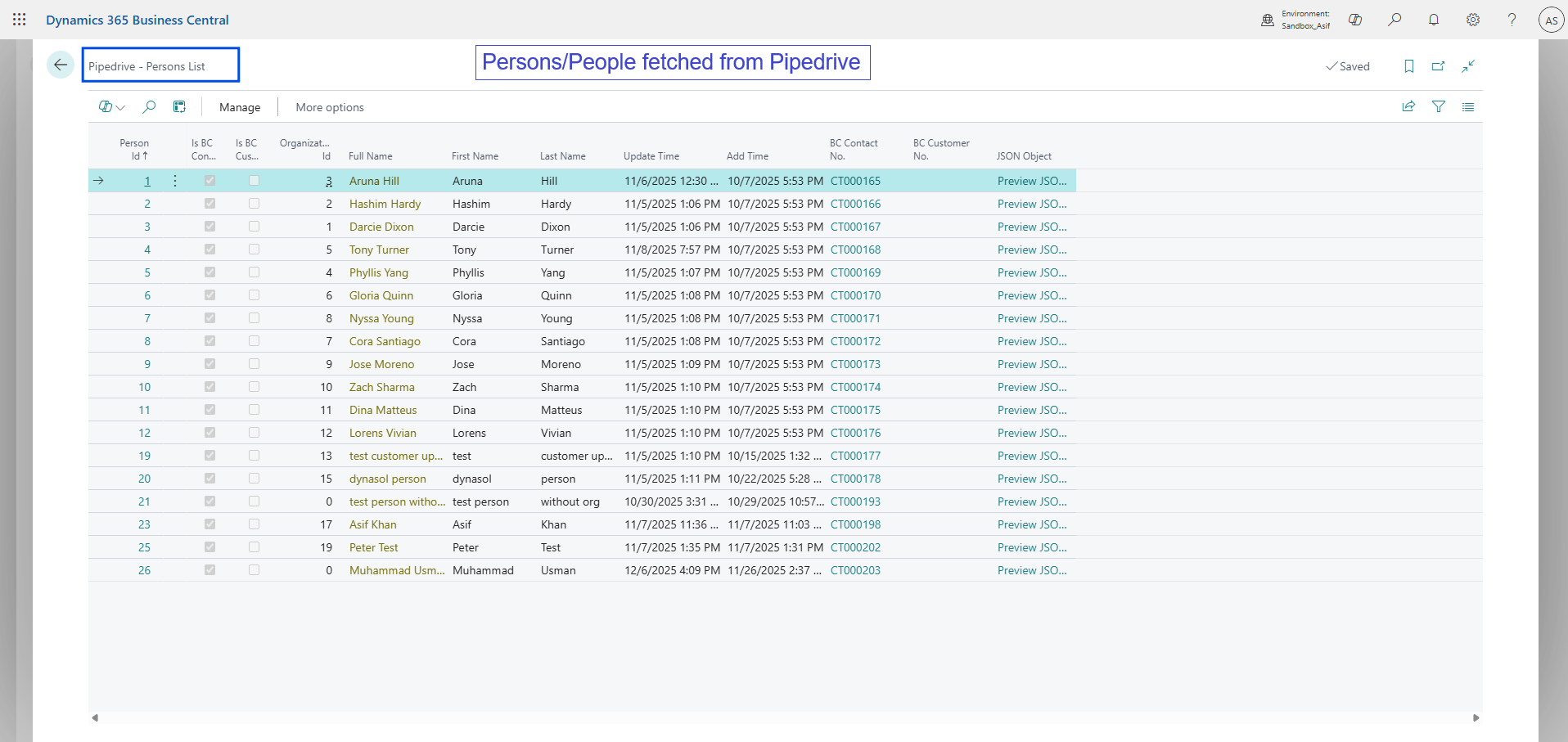 Business Central Persons