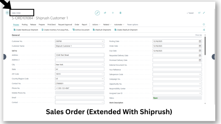 Sales Order (Extended With Shiprush)