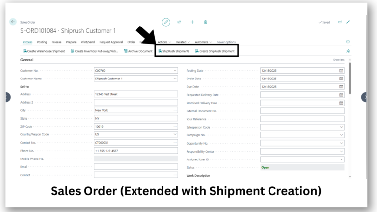 Sales Order (Extended with Shipment Creation)