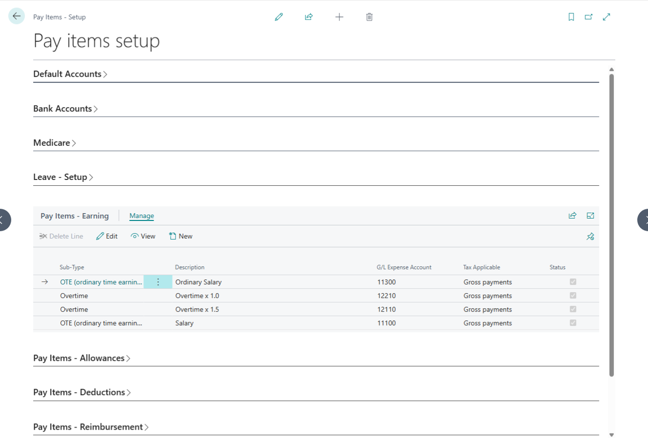 Pay Items Earning Setup