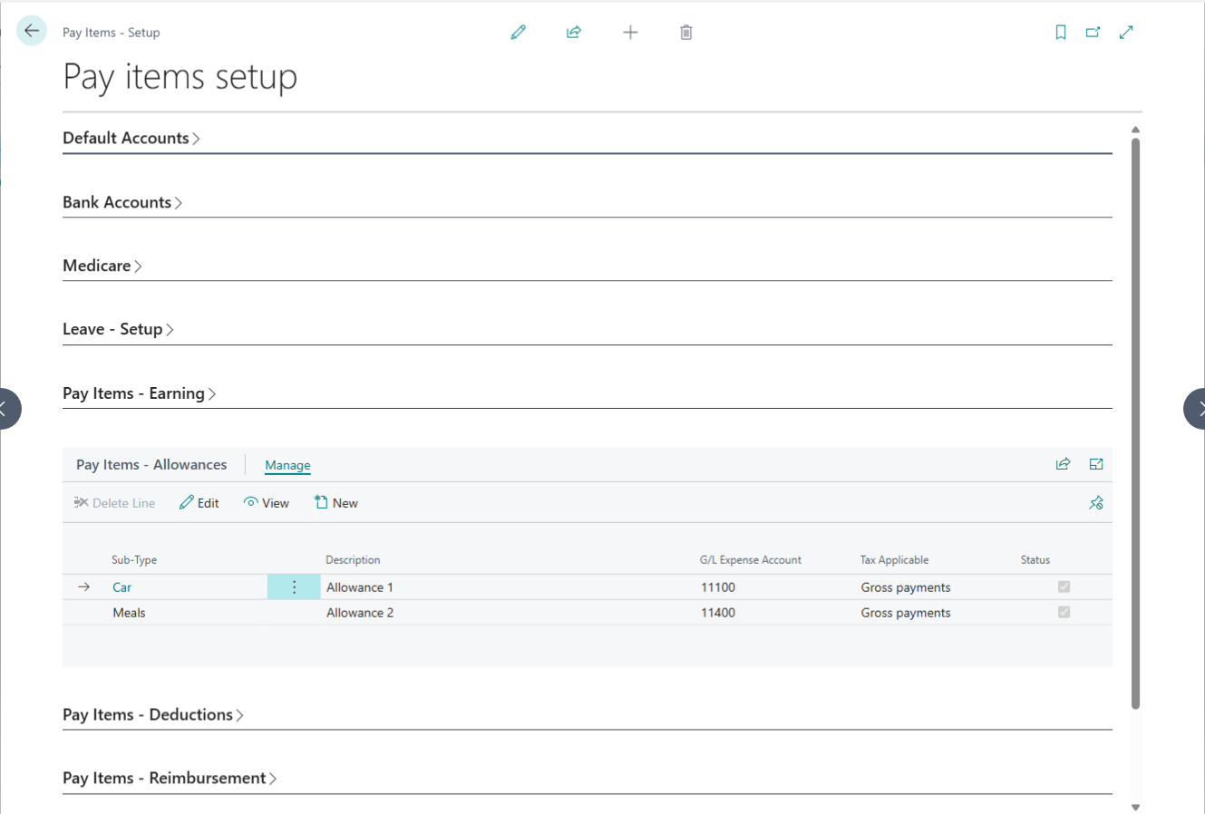 Pay Items Allowance Setup