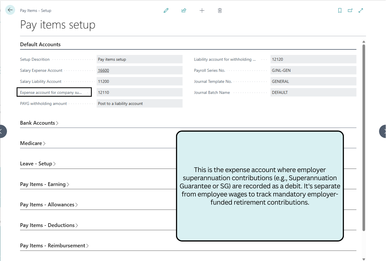 Expense account for company super